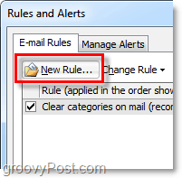 vytvořit nové pravidlo v aplikaci Outlook 2010