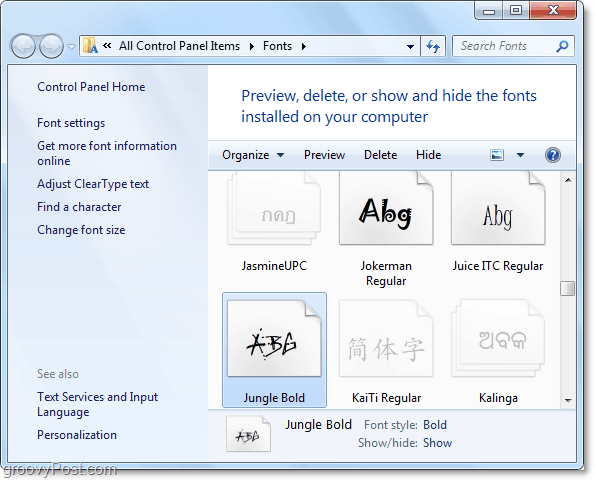 výhled na ovládací panel panelu Windows 7