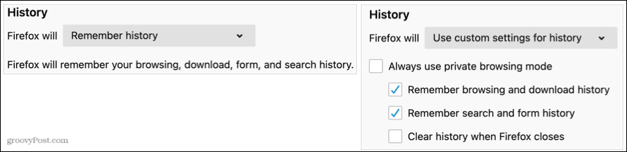 Nastavení historie ve Firefoxu