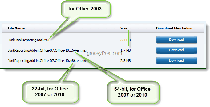 Stáhněte si nástroj pro nevyžádané e-mailové zprávy pro sady Office 2003, Office 2007 nebo Office 2010