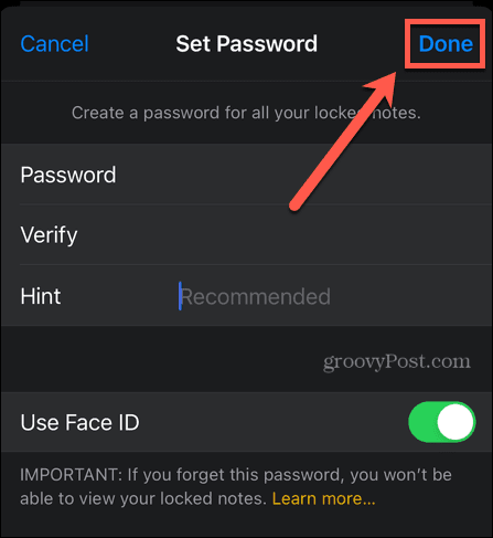 iphone nastavit heslo pro poznámky
