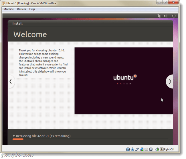 Ubuntu instalace uvítací stránky