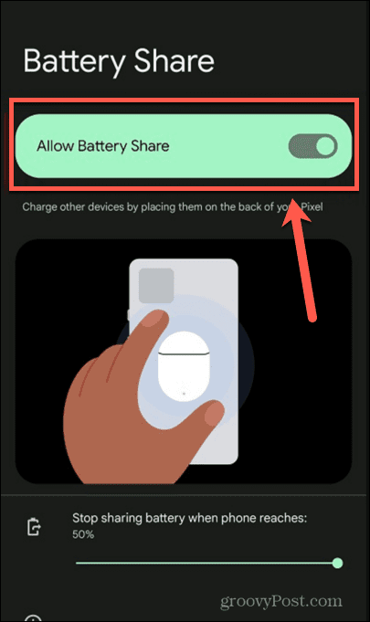 povolit sdílení baterie
