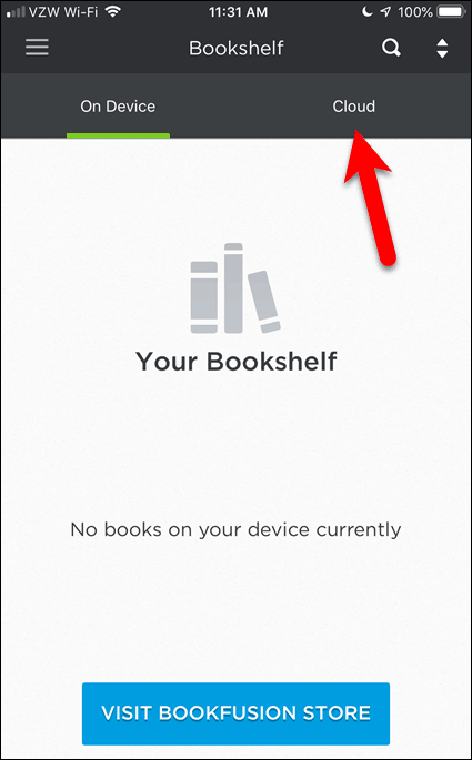 Žádné knihy v BookFusion na zařízení iOS