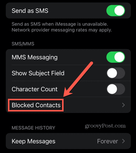 iphone zprávy blokované kontakty