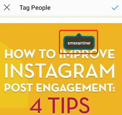 příklad značky příspěvku na instagramu po jeho použití