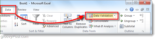 Postup přidání rozevíracích seznamů a ověření dat do tabulek aplikace Excel 2010