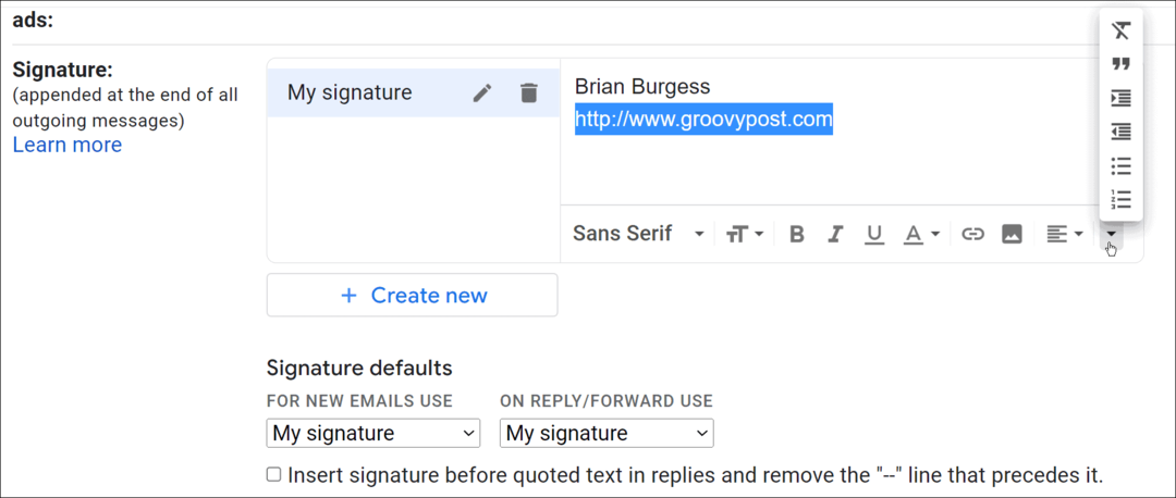 jak změnit podpis na gmailu