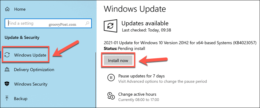 Instalace nových aktualizací systému Windows