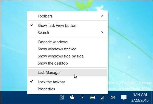 Otevřete Správce úloh systému Windows 10