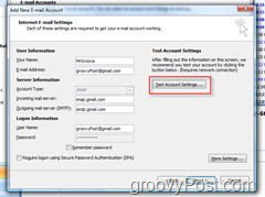 Otestujte nastavení účtu GMAIL IMAP v aplikaci Outlook 2007