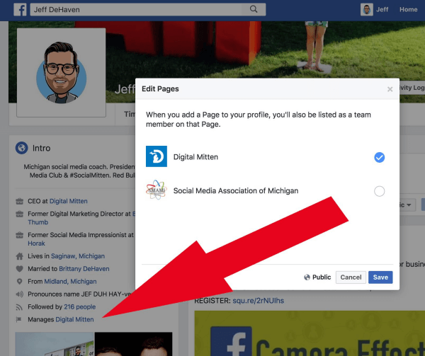 Správci stránek na Facebooku nyní mohou propojit stránky, které spravují, se svým osobním profilem.