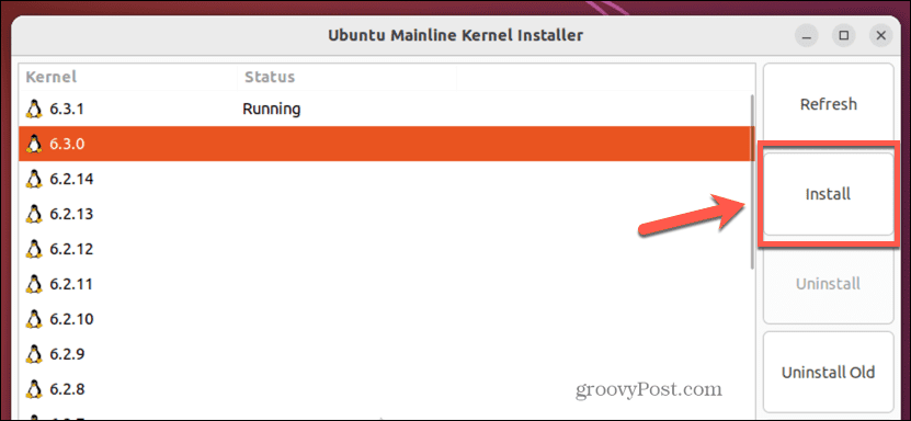 ubuntu nainstaluje jádro do hlavní řady