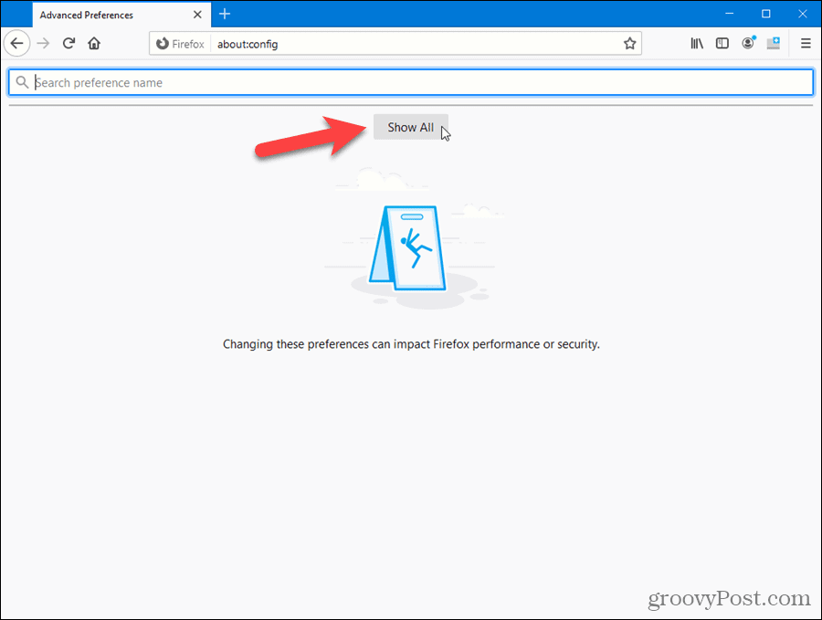 Na stránce pokročilých nastavení prohlížeče Firefox klikněte na Zobrazit vše