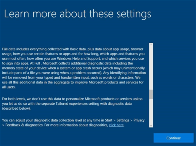 Windows 10 Další informace Nastavení ochrany osobních údajů