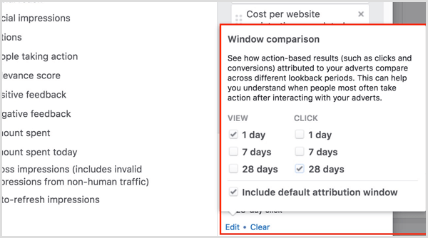 Porovnání okna přiřazení správce facebookových reklam