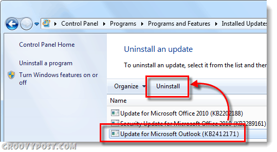 odstranit kb2412171 na Windows 7 výhled