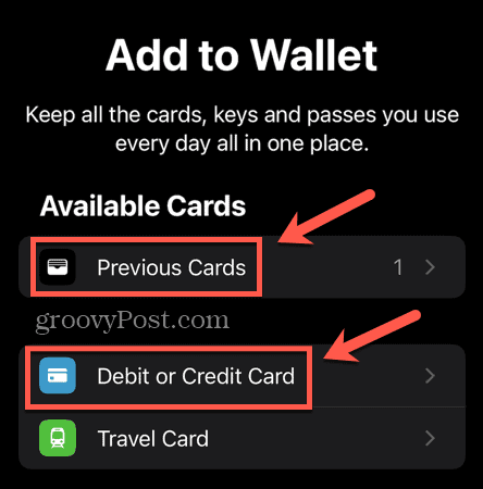 apple pay přidat předchozí kartu nebo novou debetní či kreditní kartu