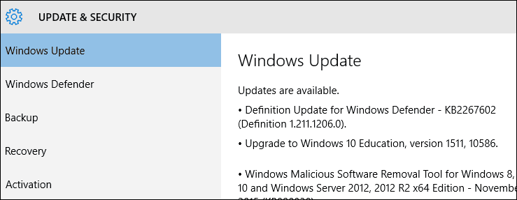 Vynutit aktualizaci systému Windows 10 pro doručení listopadové aktualizace