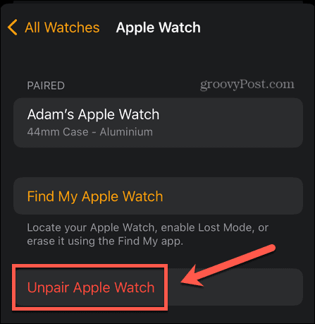 Apple Watch zrušte spárování