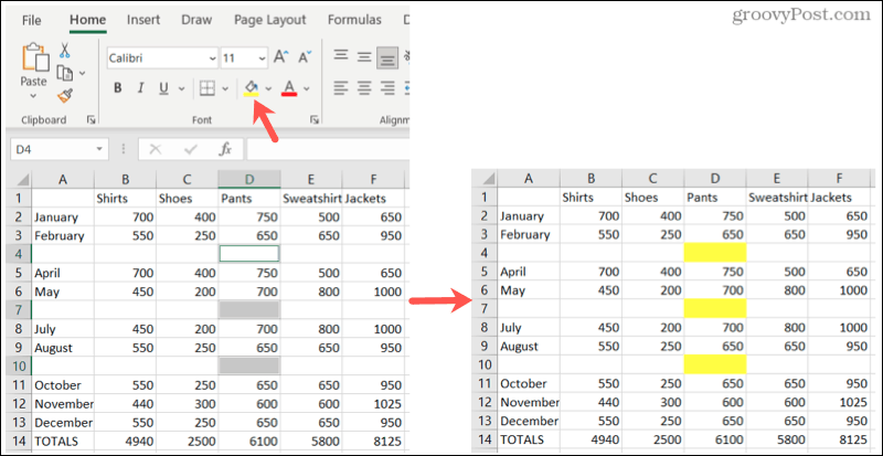 Zvýrazněte mezery v aplikaci Excel