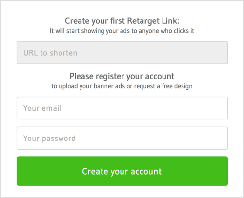 Nastavte si účet pomocí RetargetLinks.