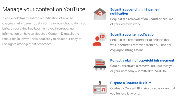 YouTube zastavil šíření, které můžete použít, pokud někdo poruší vaše autorská práva.