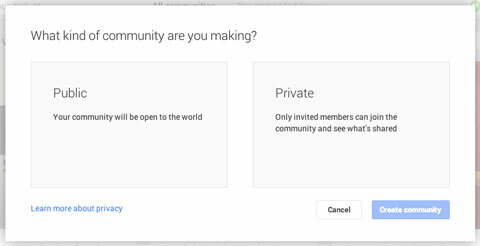 definování, kdo se může připojit k vaší komunitě google plus