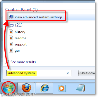 jak zobrazit pokročilé možnosti výkonu systému v systému Windows 7