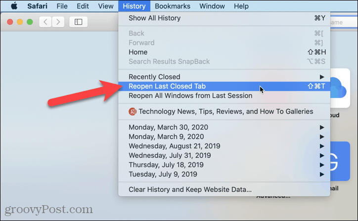 Znovu otevřete poslední uzavřenou kartu v prohlížeči Safari