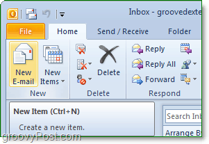 otevřete aplikaci Outlook outlook 2010 a poté na domovské stuze klikněte na nový e-mail