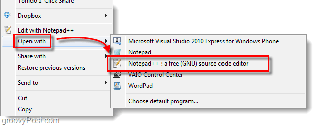 přizpůsobit otevřít se seznamem v systému Windows 7