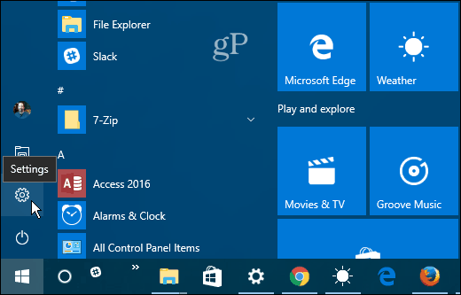 1 Nastavení Windows 10 Start