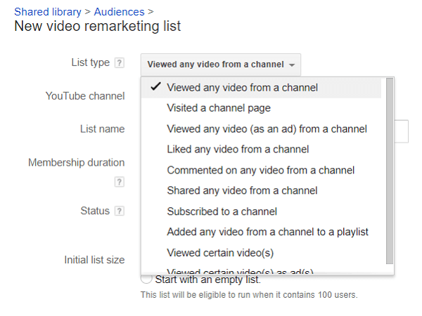 Seznamy diváků YouTube pro remarketing můžete rozdělit.