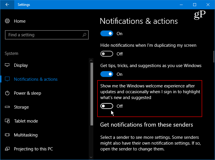 Skrýt úvodní obrazovku otravné Windows 10 po aktualizaci