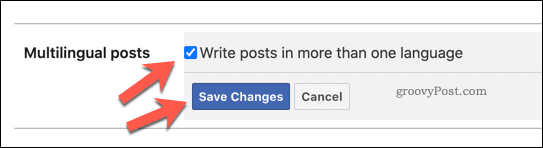 Povolit vícejazyčné příspěvky na Facebooku