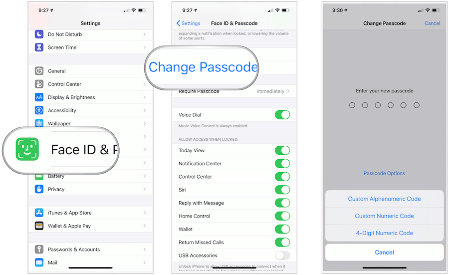 Změnit heslo pro iPhone