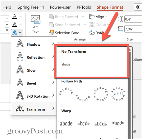 powerpoint žádná transformace