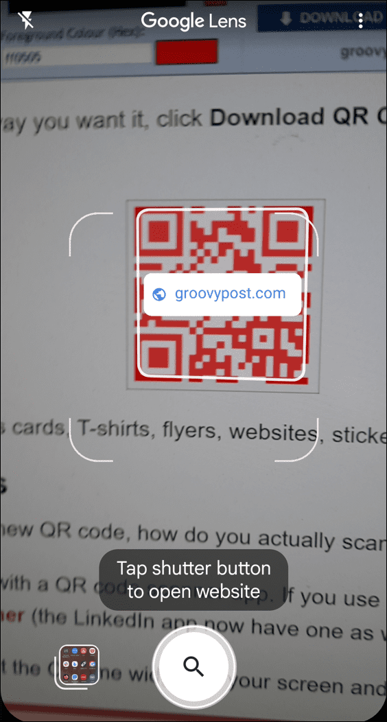 Naskenujte qr kód pomocí Google Lens Samsung