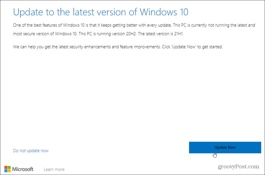 Jak nainstalovat aktualizaci Windows 10 21H1, květen 2021