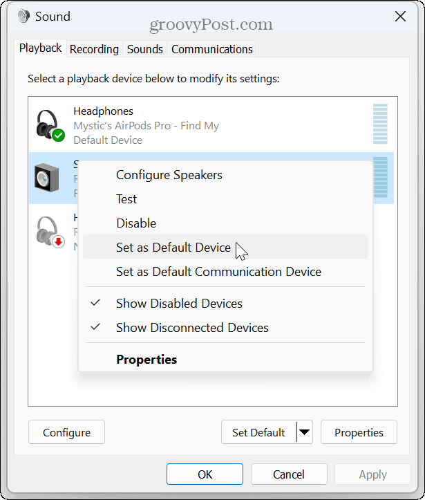 Windows 11 nedetekuje sluchátka