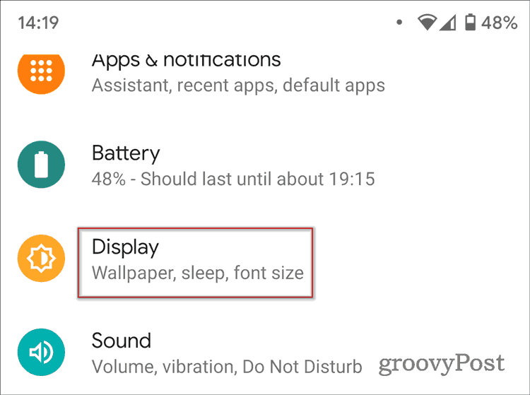 Nastavení zobrazení temného motivu Android 10