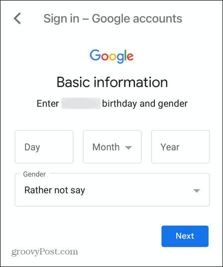 gmail účet dítěte datum narození