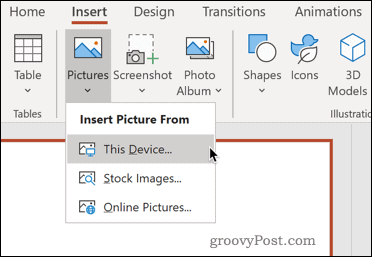 Vložení obrázku ze zařízení v aplikaci PowerPoint