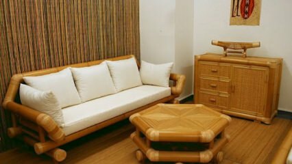Dekorace obývacího pokoje z bambusu 
