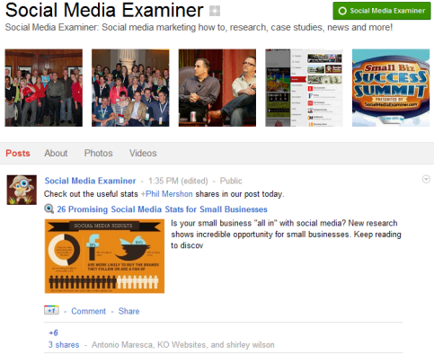 Stránky Google+ - zkoušející sociálních médií