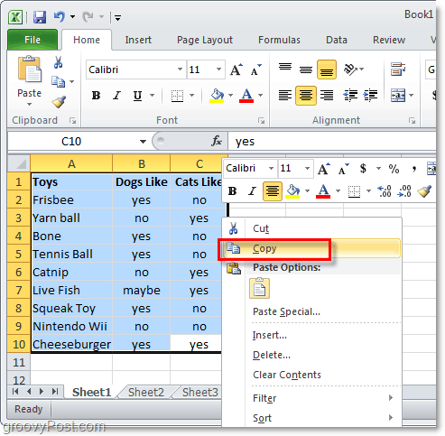 zkopírujte celý datový list Excelu 2010 pro převod rozvržení