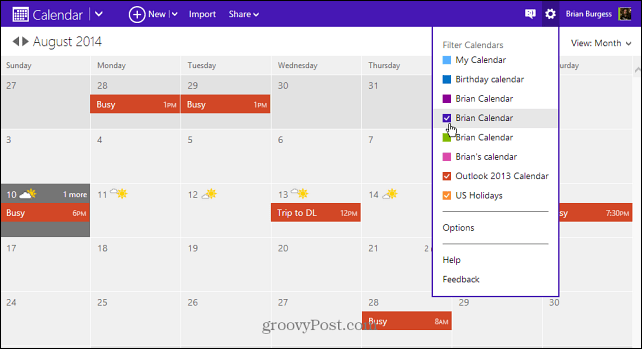 Kalendář Outlook.com