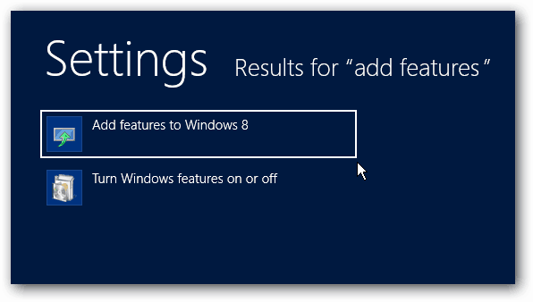 Přidání funkcí do systému Windows 8