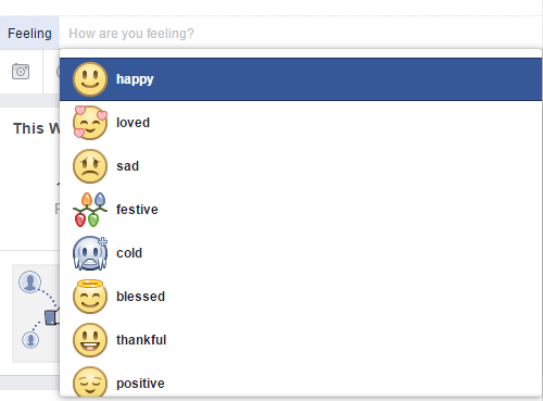 Vyberte emodži, který odráží emoce, které chcete na Facebooku vyjádřit.